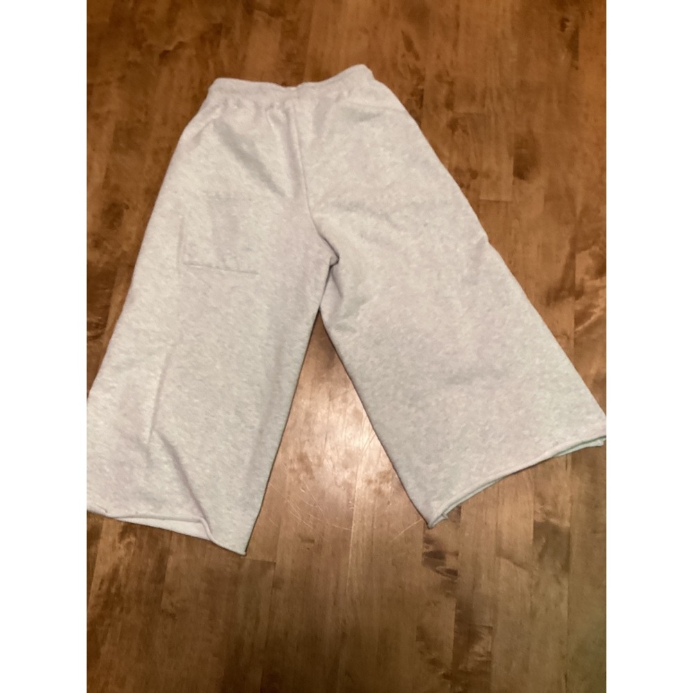 NAP‎ Take a Nap Light Gray Wide Leg Sweatpants Cropped Lounge Pants Small - Picture 3 of 6
